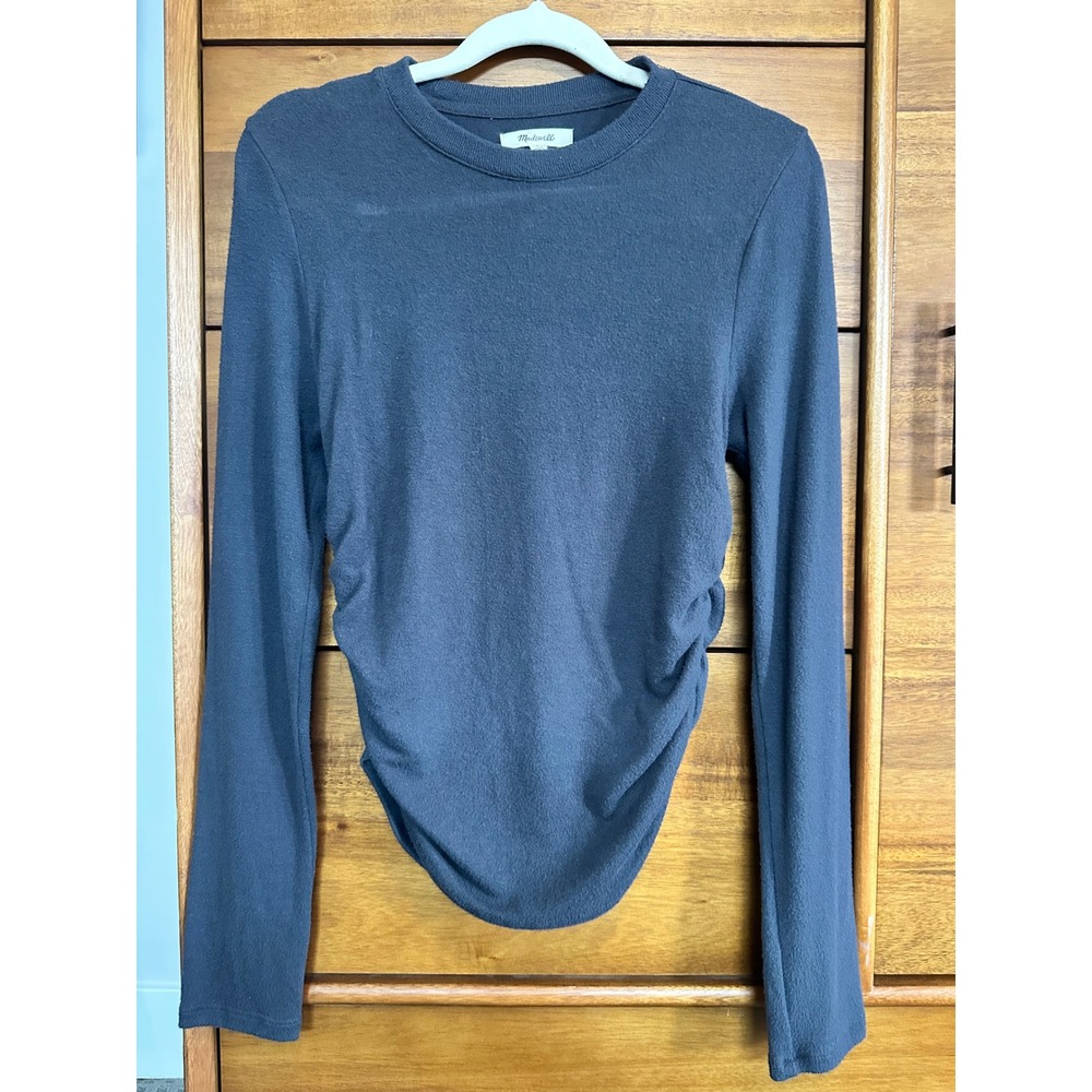 Madewell Ruched Long Sleeve Top M Gray Good